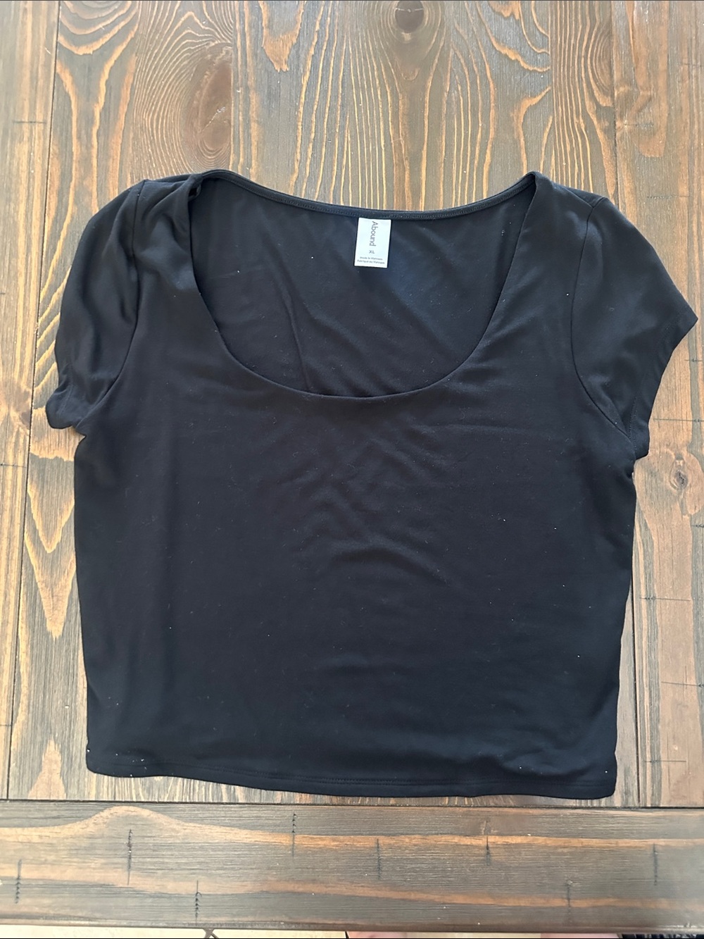 Ambiance Black Scoop Neck Crop Tee